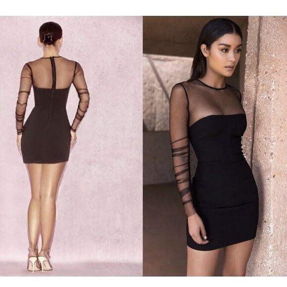 House of CB Angel Mesh Black Dress - Size XS - Picture 1 of 10